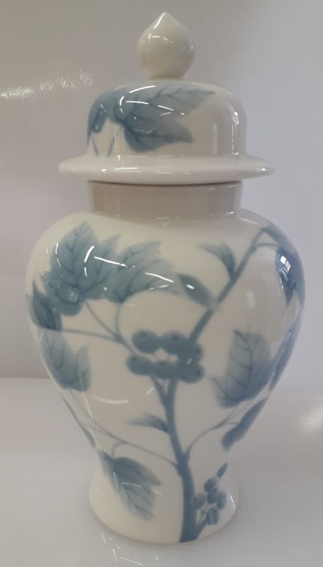 Poutiche bone china Lapis decoro foglie azzurre Poutiche bone china Lapis decoro foglie azzurre