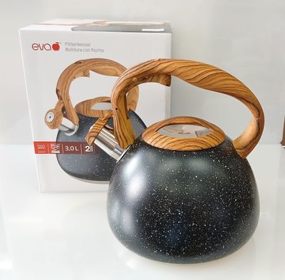 Bollitore / theiera Eva nero punti bianchi effetto legno lt.3