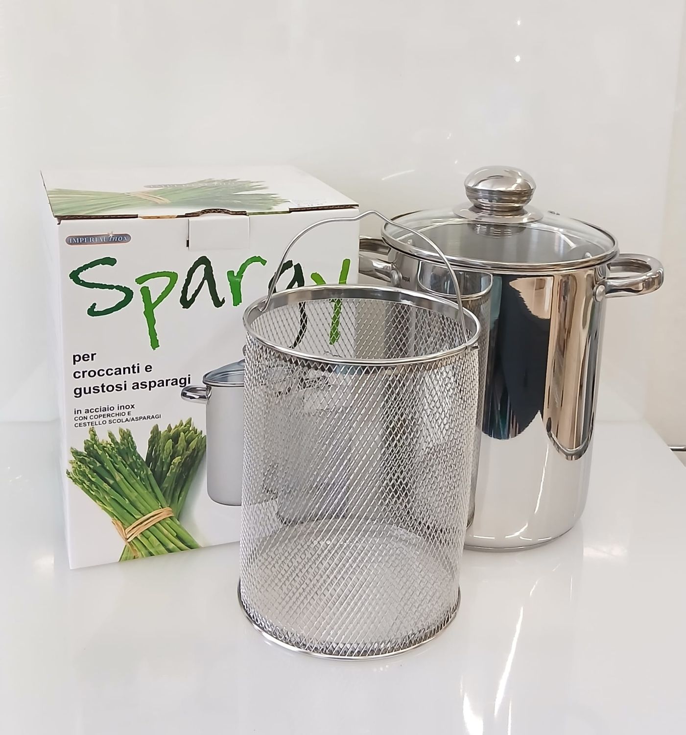 Pentola per asparagi - asparagera inox Pentola per asparagi - asparagera inox