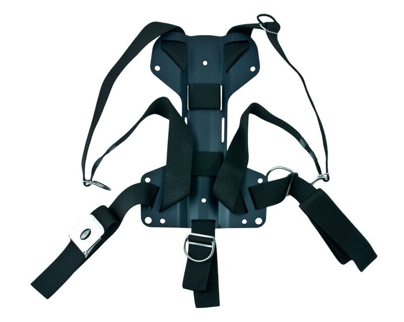 Harness Tecline DIR mit H-förmiger 3 mm Aluminium-Backplate Harness Tecline DIR mit H-förmiger 3 mm Aluminium-Backplate