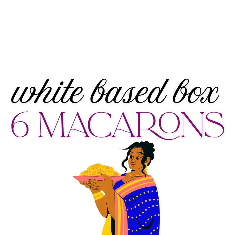Box of 6 Macaron in White Base with Clear Lid