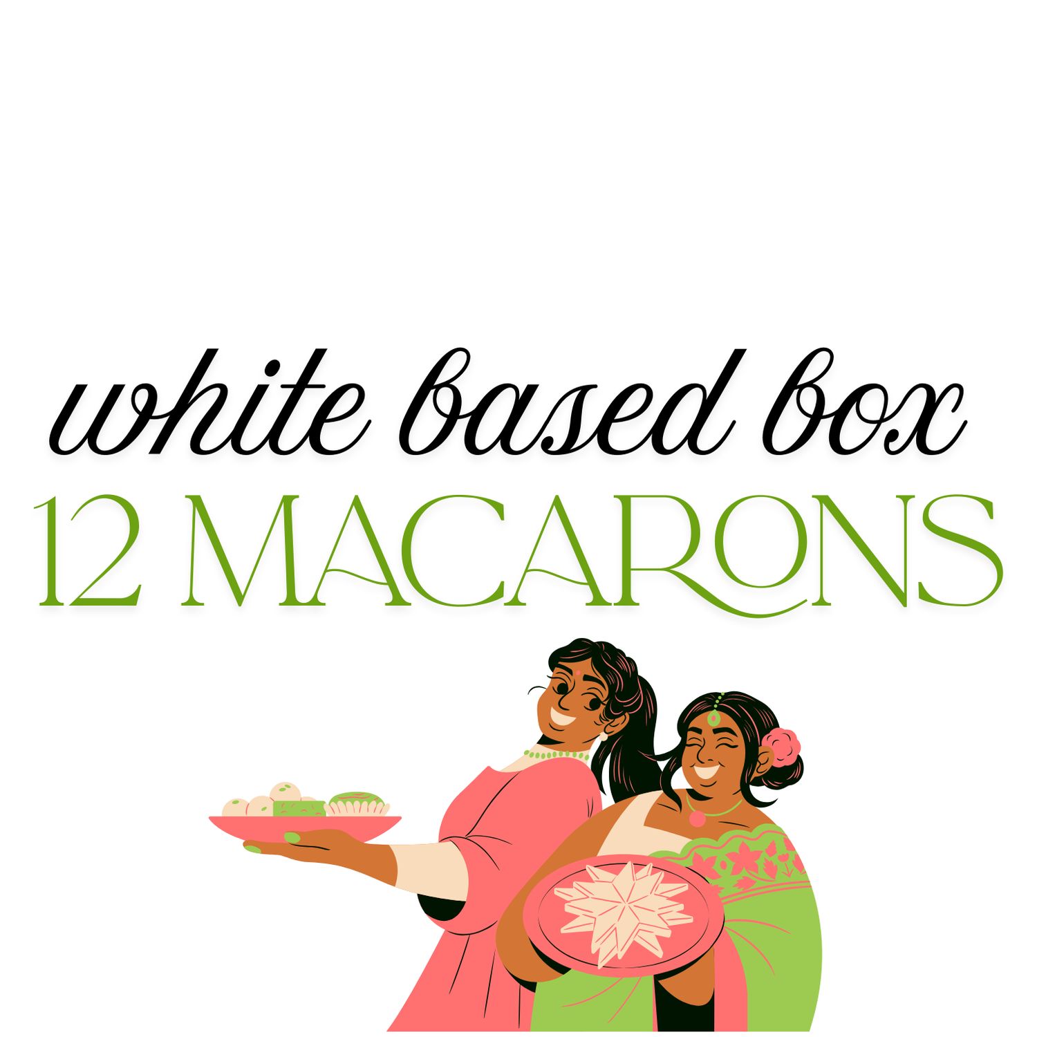 Box of 12 Macaron in White Base with Clear Lid