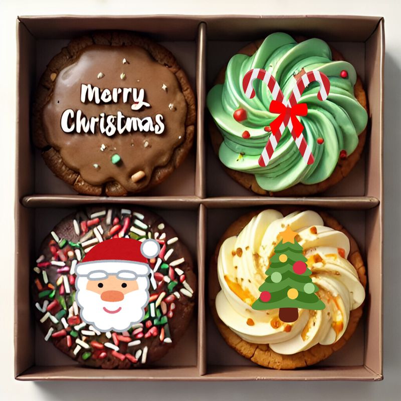 🍪 Christmas Cookie Box (4 Crumbl-Style Cookies)