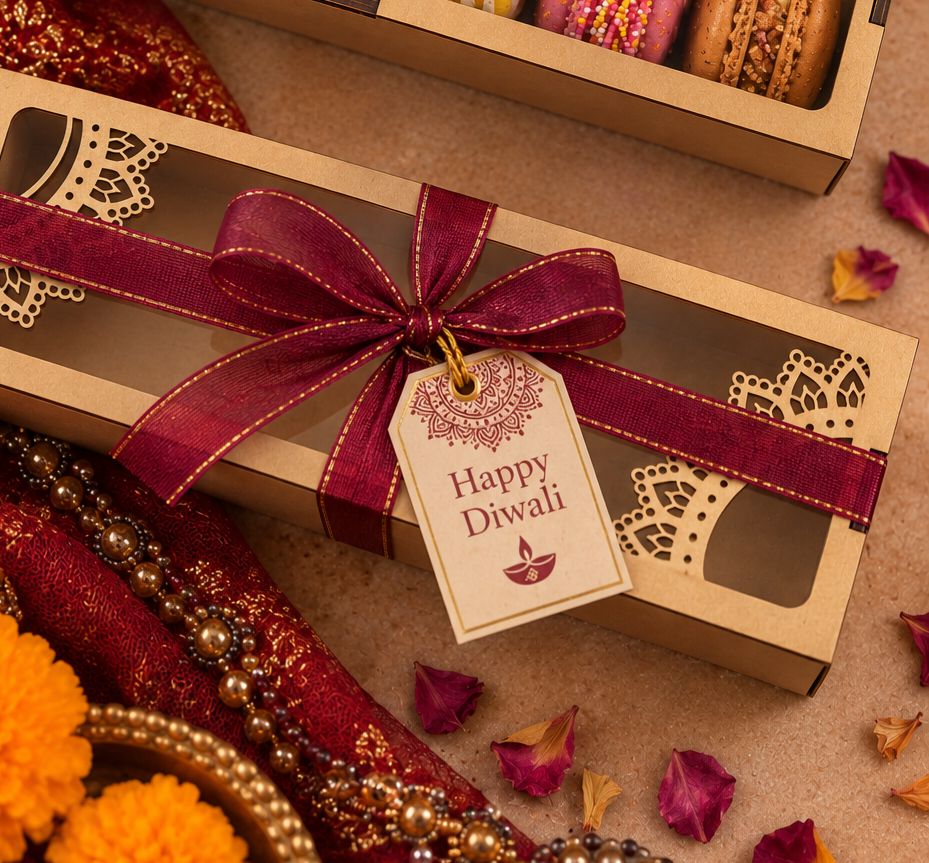 Box of 6 Macaron in Keepsake Diwali Box