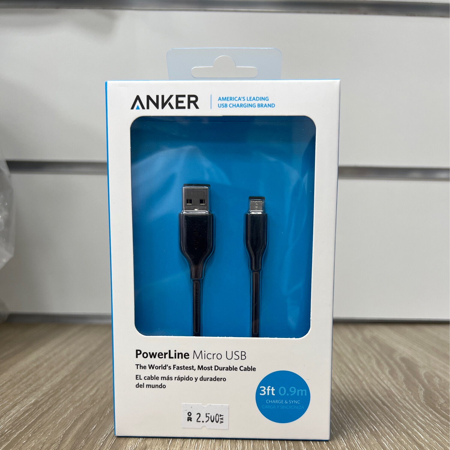 ANKER Micro USB 3ft 0.9m Cable Model:A8132 Color Black
