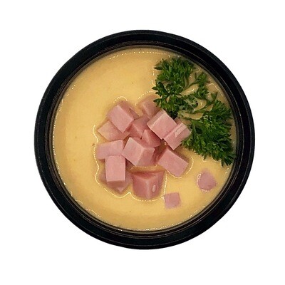 Сырный крем-суп с ветчиной из индейки