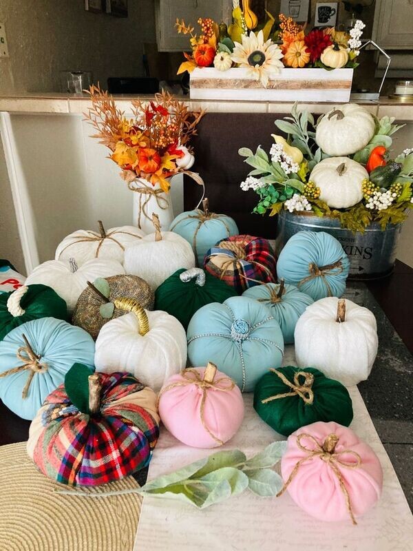 Plush Pumpkins Tabletop Decor