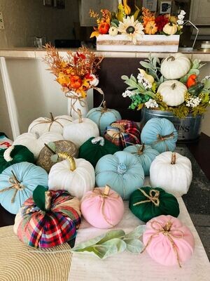 Plush Pumpkins Tabletop Decor