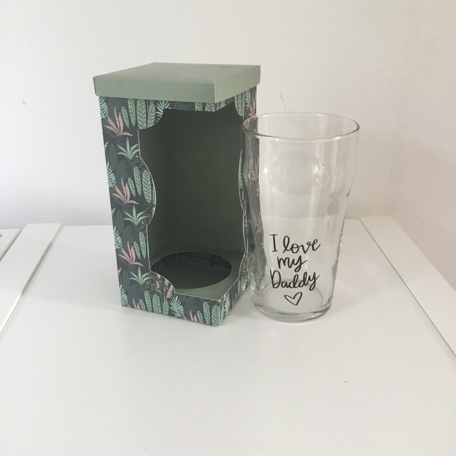 Beer Pint Glass - I love my Daddy decal plus Gift Box