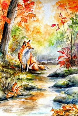 Petit renard au bord de l'eau Petit renard au bord de l'eau