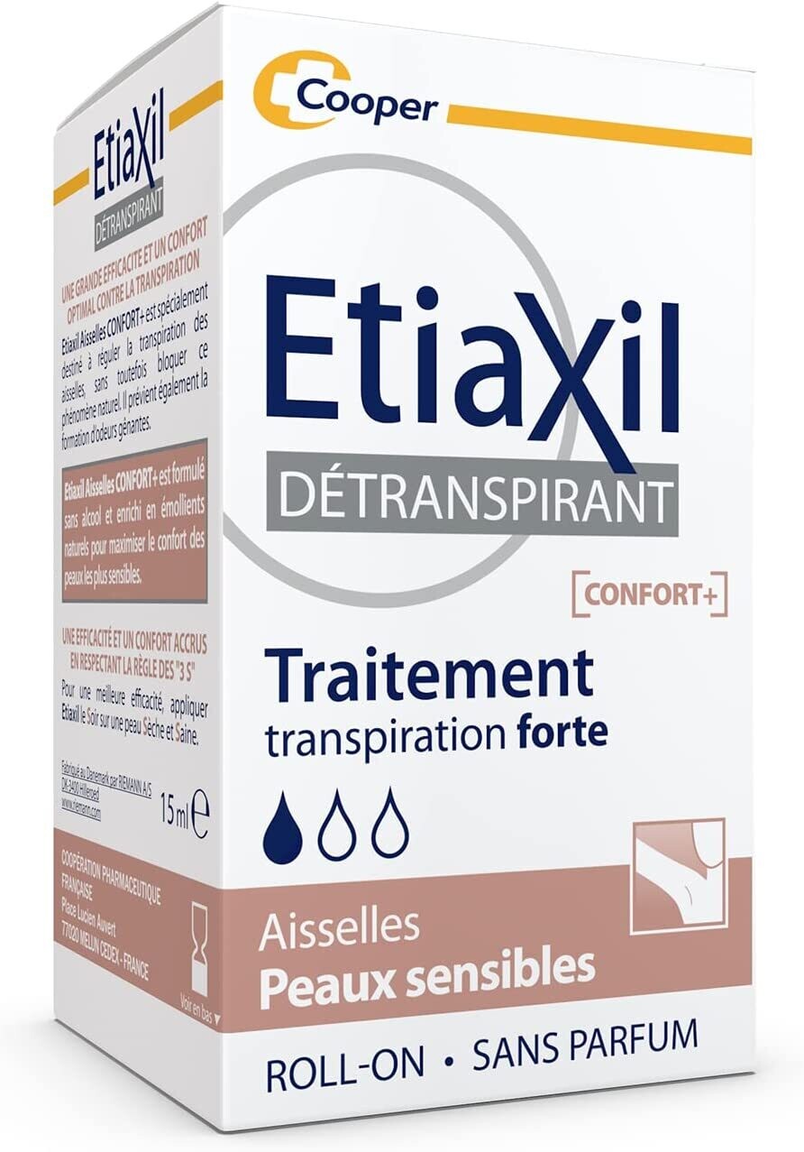Détranspirant - Traitement Transpiration Excessive - Aisselles - Confort+ -  15 ml. - Etiaxil