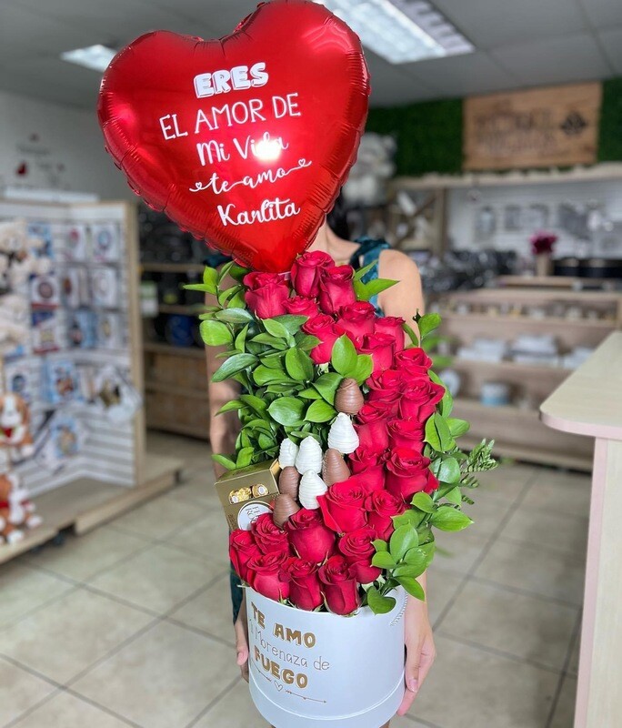 Roses, fruits with chocolates, and balloon 1