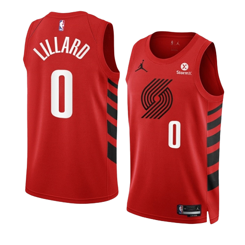 RED SWINGMAN JERSEY #0 DAMIAN LILLARD 2022/2023