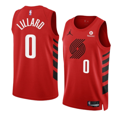 RED SWINGMAN JERSEY #0 DAMIAN LILLARD 2022/2023