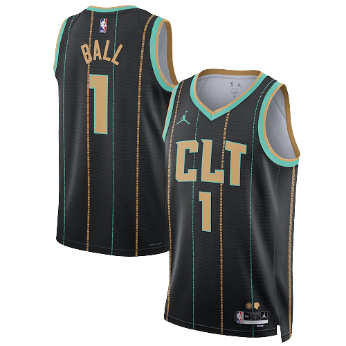 CHARLOTTE HORNETS BLACK CITY EDITION SWINGMAN JERSEY #1 LAMELO BALL 2023