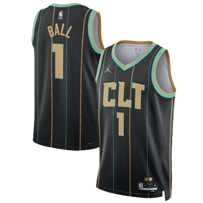 CHARLOTTE HORNETS BLACK CITY EDITION SWINGMAN JERSEY #1 LAMELO BALL 2023