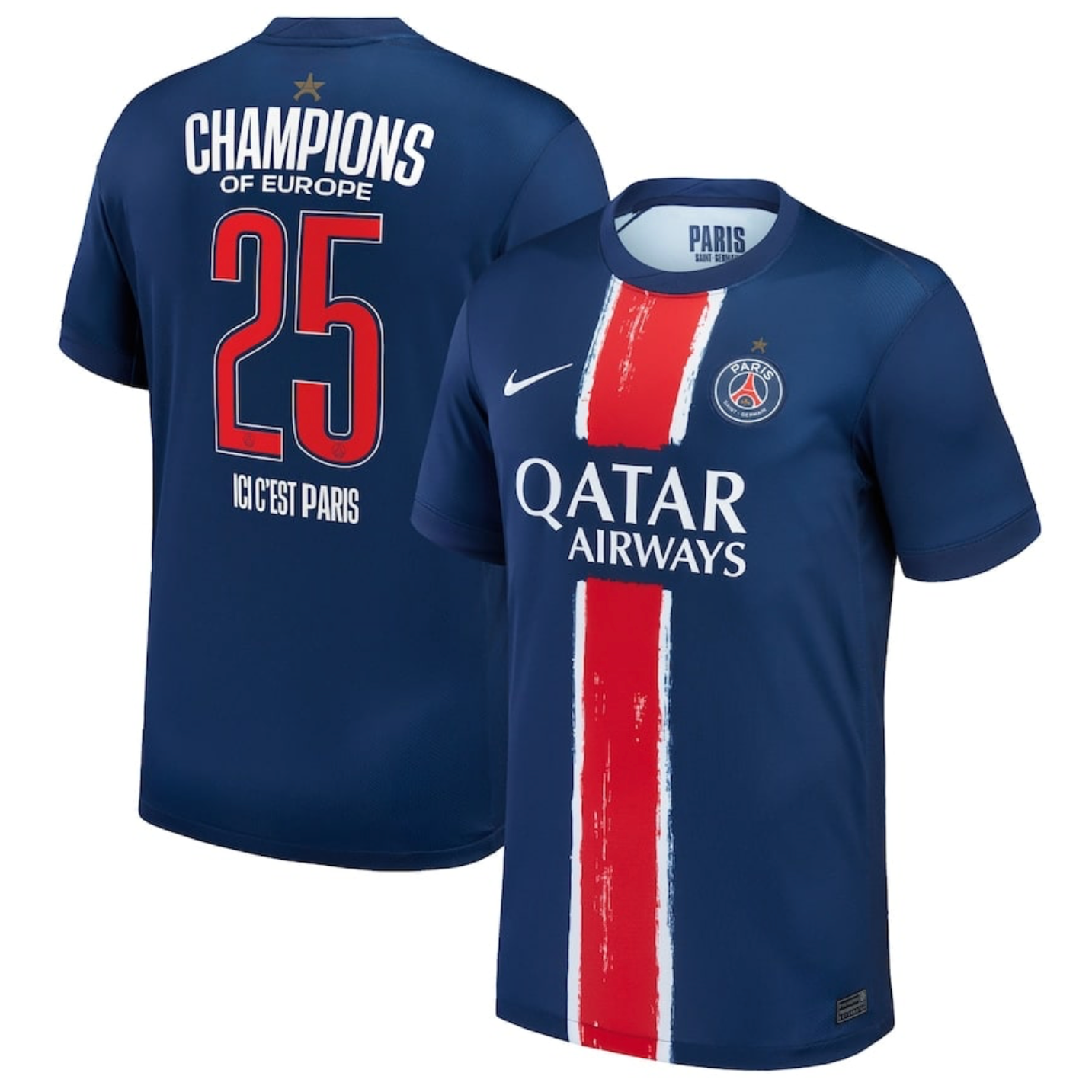 PARIS SAINT GERMAIN MAILLOT ÉDITION SPÉCIALE CHAMPIONS OF EUROPE 25 &quot;ICI C&#39;EST PARIS&quot;