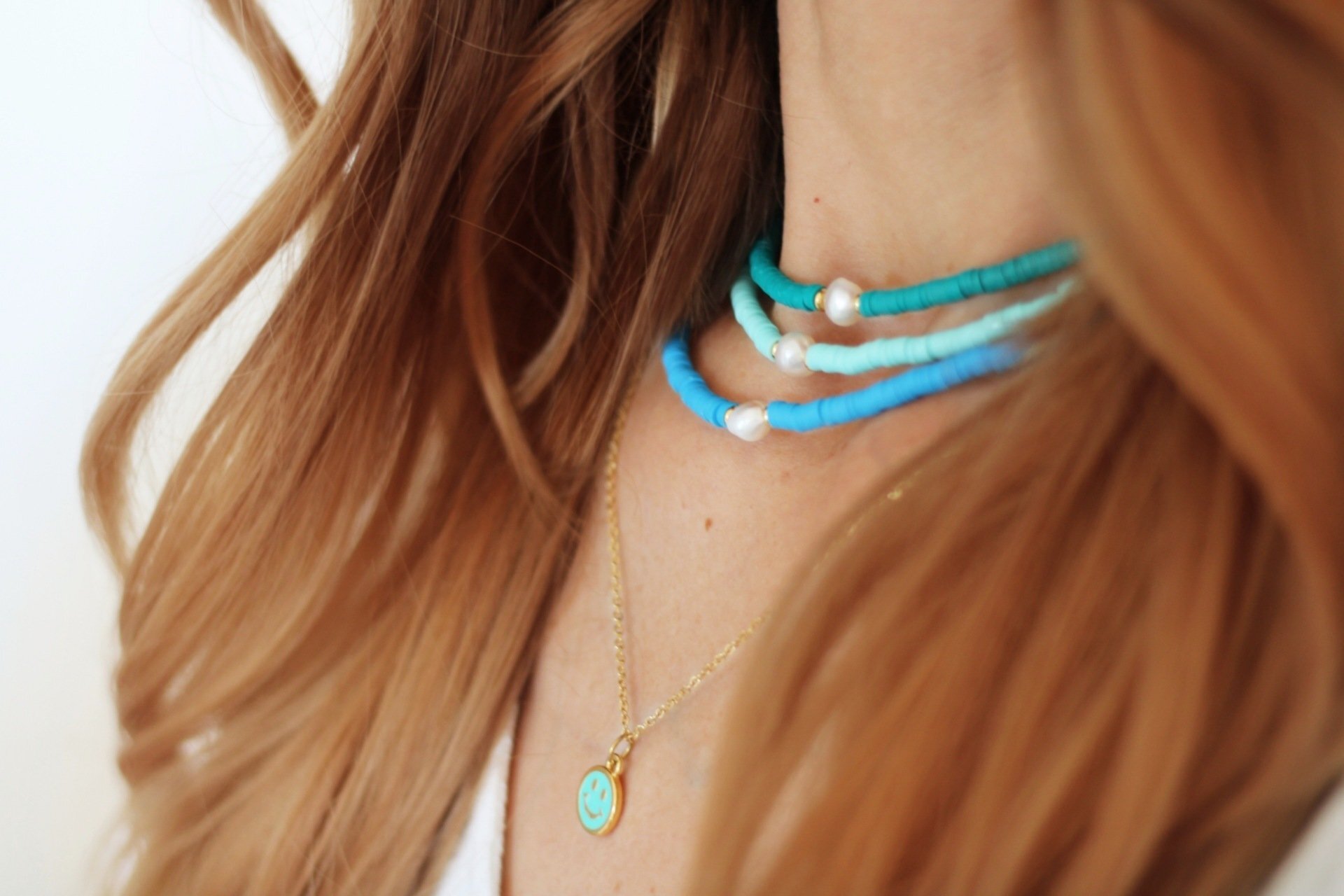 Halskette LULU Chocker Süßwasser Perle Helltürkis - Bunter Schmuck