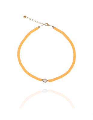 Halskette LULU Süßwasserperle XL ORANGE hell neon - Bunter Schmuck