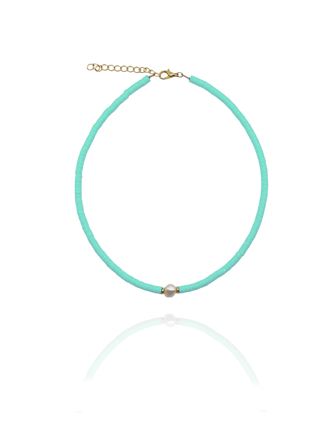 Halskette LULU Chocker Süßwasser Perle Helltürkis - Bunter Schmuck