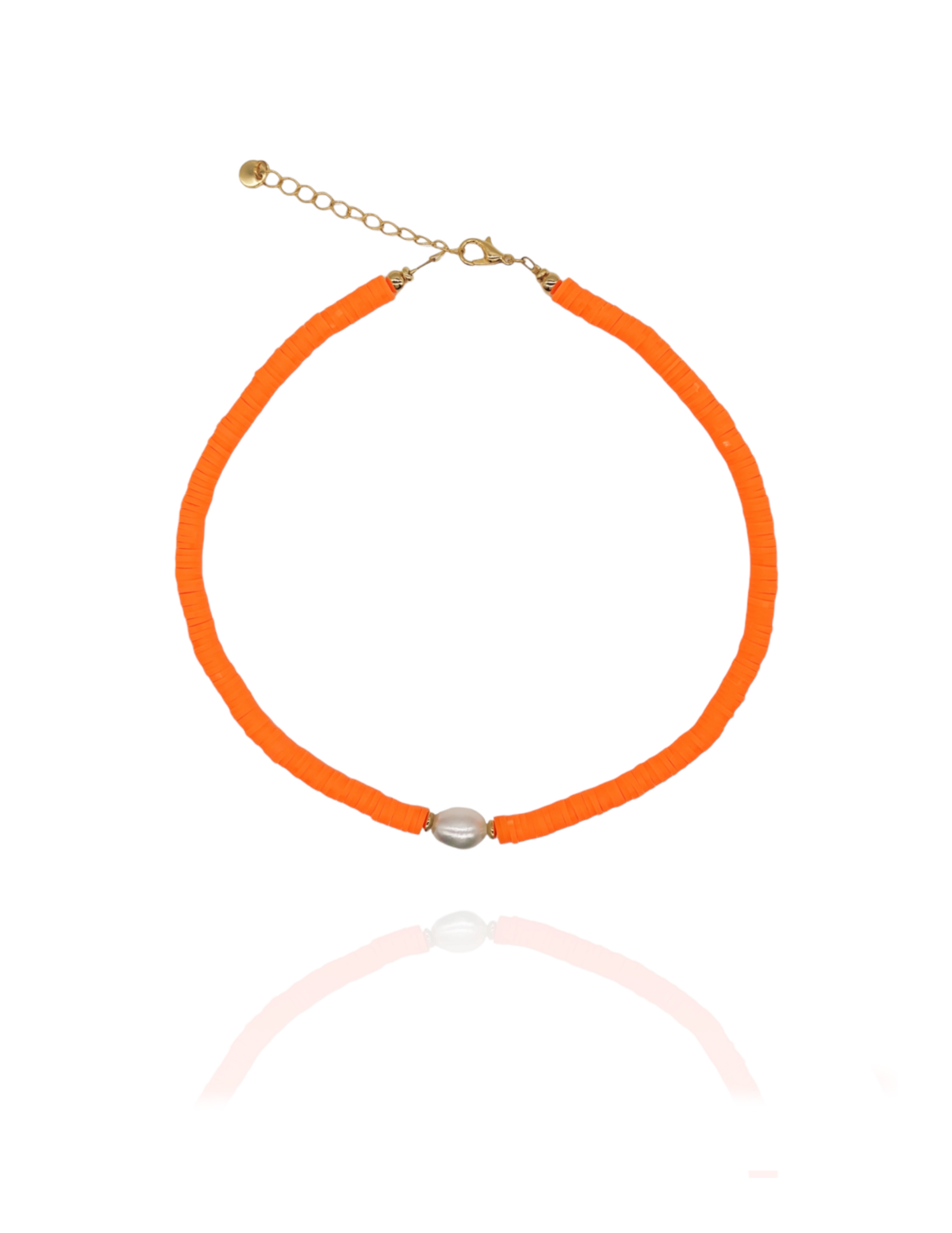 Halskette LULU Süßwasserperle XL ORANGE neon - Bunter Schmuck