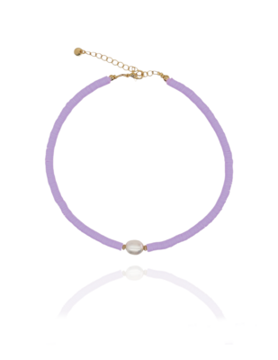 Halskette LULU Süßwasserperle XL  FLIEDER neon - Bunter Schmuck