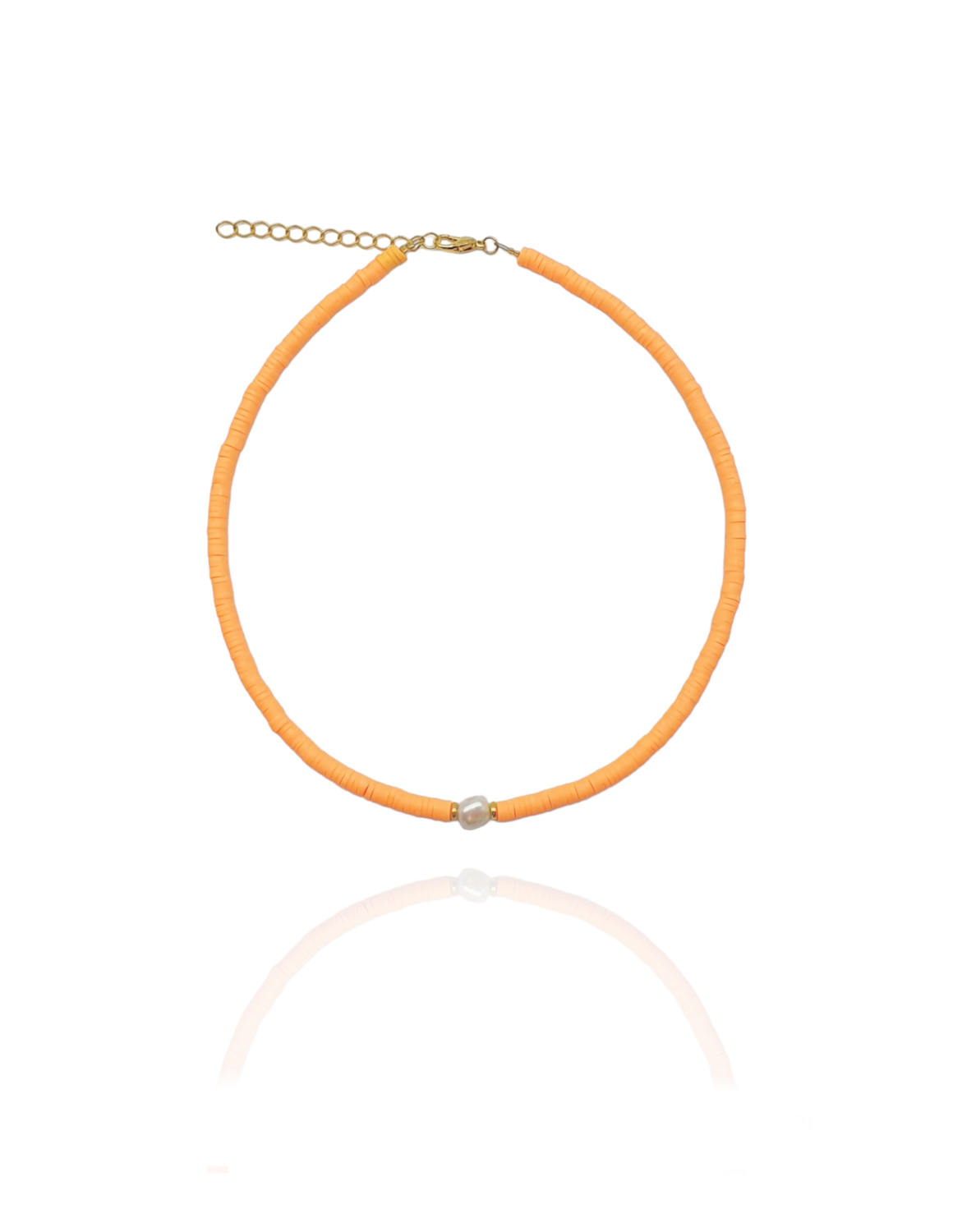 Halskette LULU Chocker Süßwasser Perle Orange neon - Bunter Schmuck