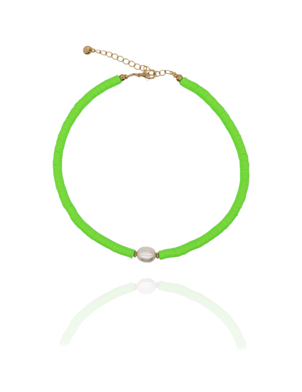 Halskette LULU Süßwasserperle XL GRÜN neon - Bunter Schmuck