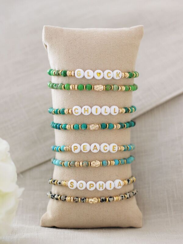Namensarmband Mantra Armband Dalmatiner JASPIS Gold