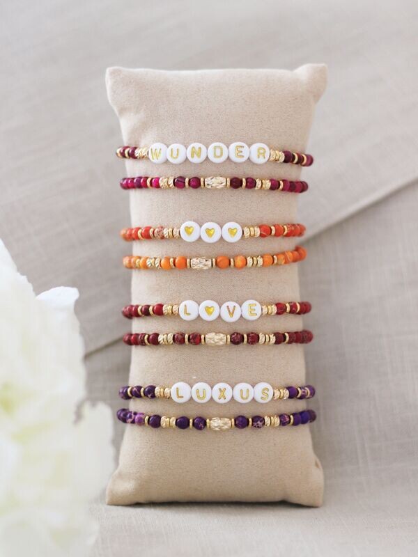 Namensarmband Mantra Armband Tigerauge Pink JASPIS Orange Rot Lila