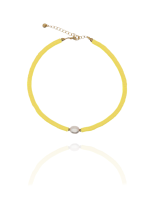 Halskette LULU Süßwasserperle XL Gelb neon - Bunter Schmuck