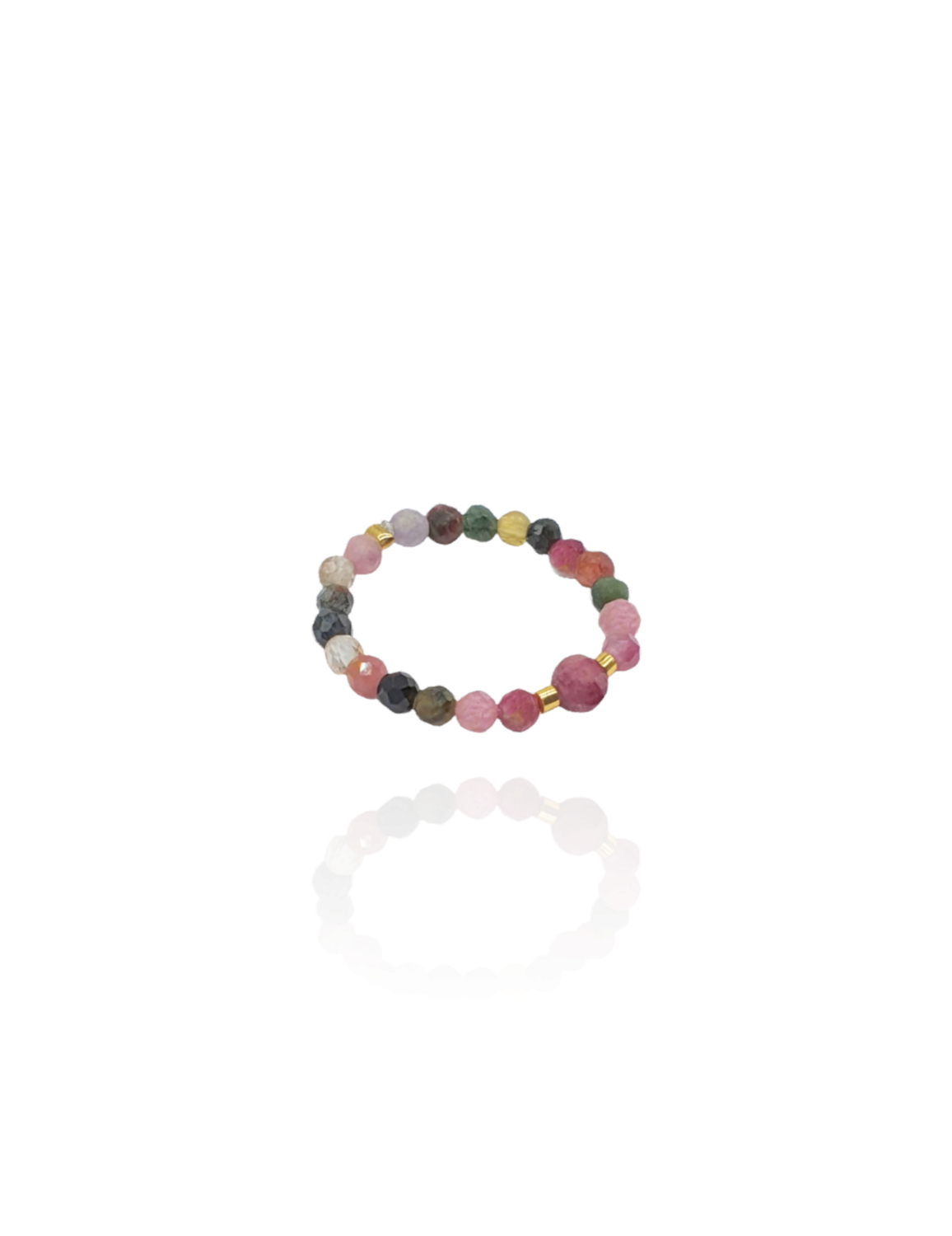 Turmalin Ring elastisch rosa  gold - Bunter Schmuck