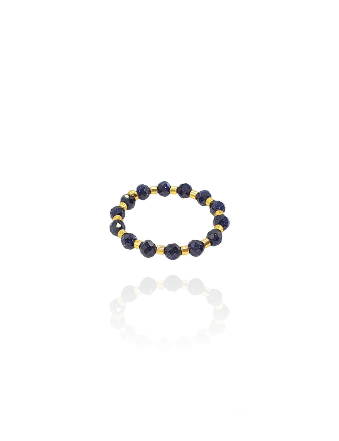 Blauer Goldstein Ring elastisch Gold - Bunter Schmuck