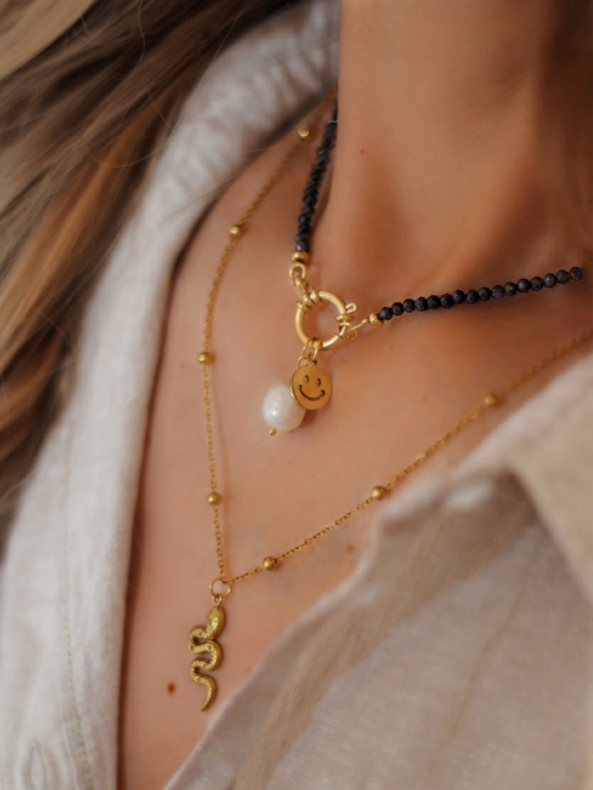 Süßwasserperle Anhänger 22 mm Gold - Bunter Schmuck