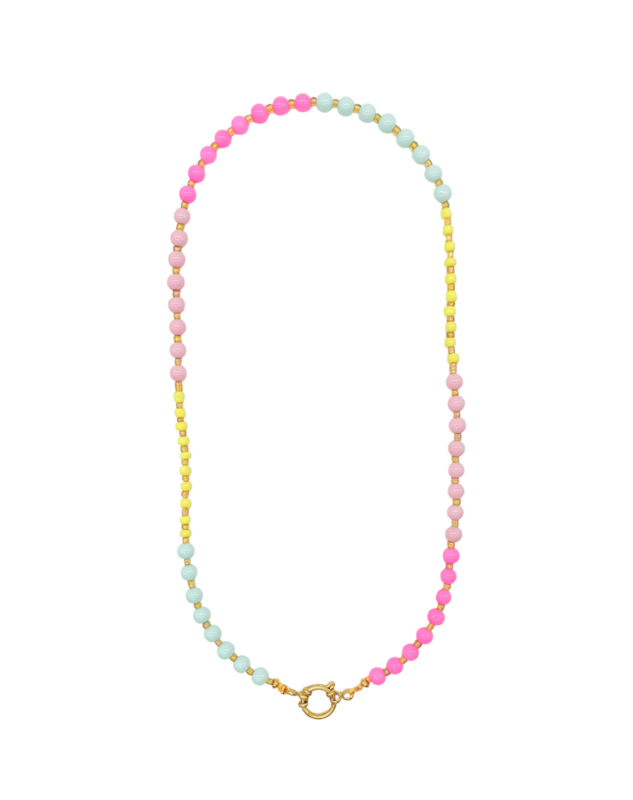 Bunte Halskette JOY  54cm personalisierbar Regenbogen neon bunt gold  - Bunter Schmuck