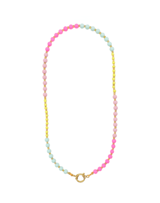 Bunte Halskette JOY  54cm personalisierbar Regenbogen neon bunt gold  - Bunter Schmuck