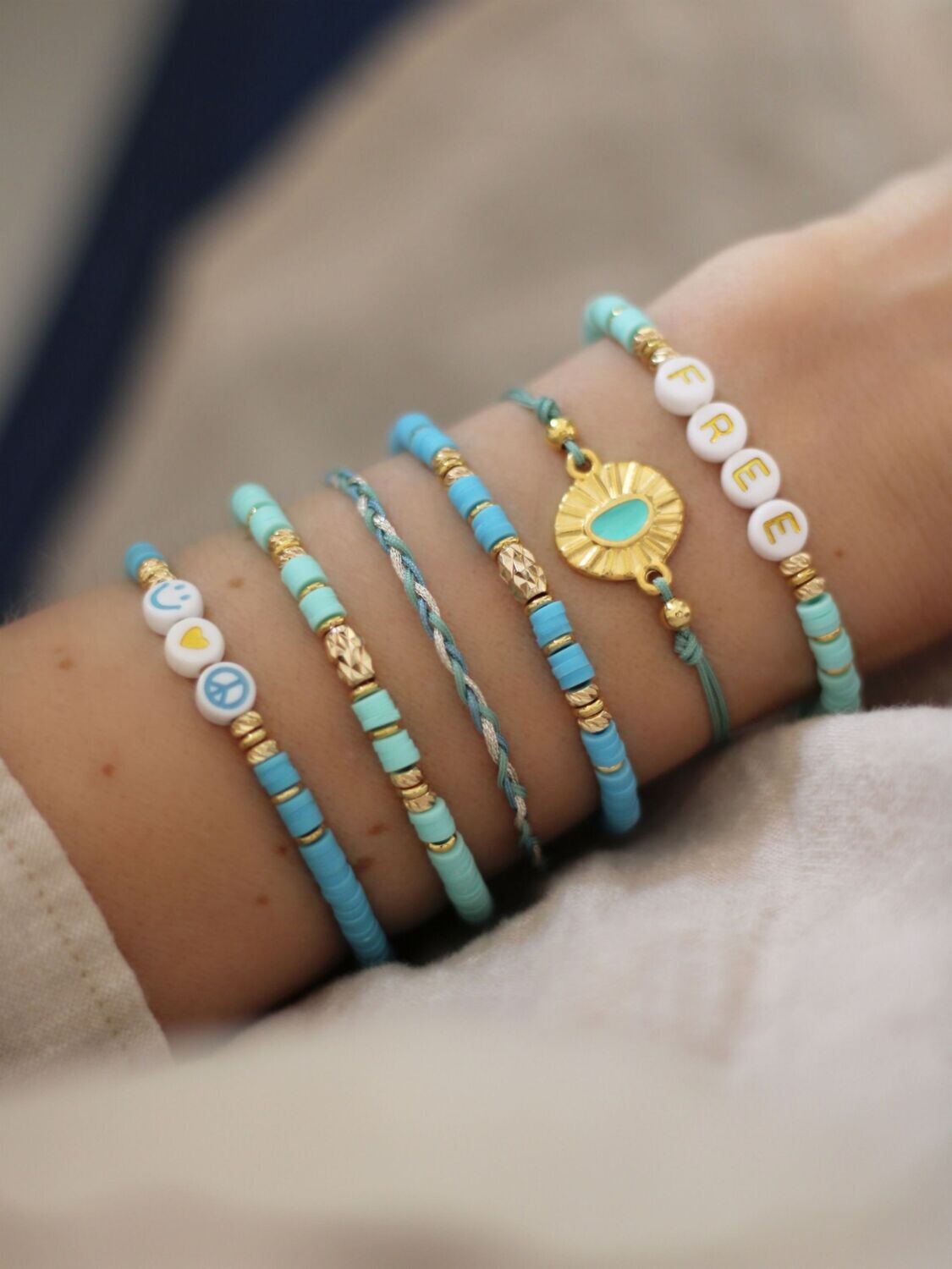 Armband SARA Türkis Grün Gold - Bunter Schmuck