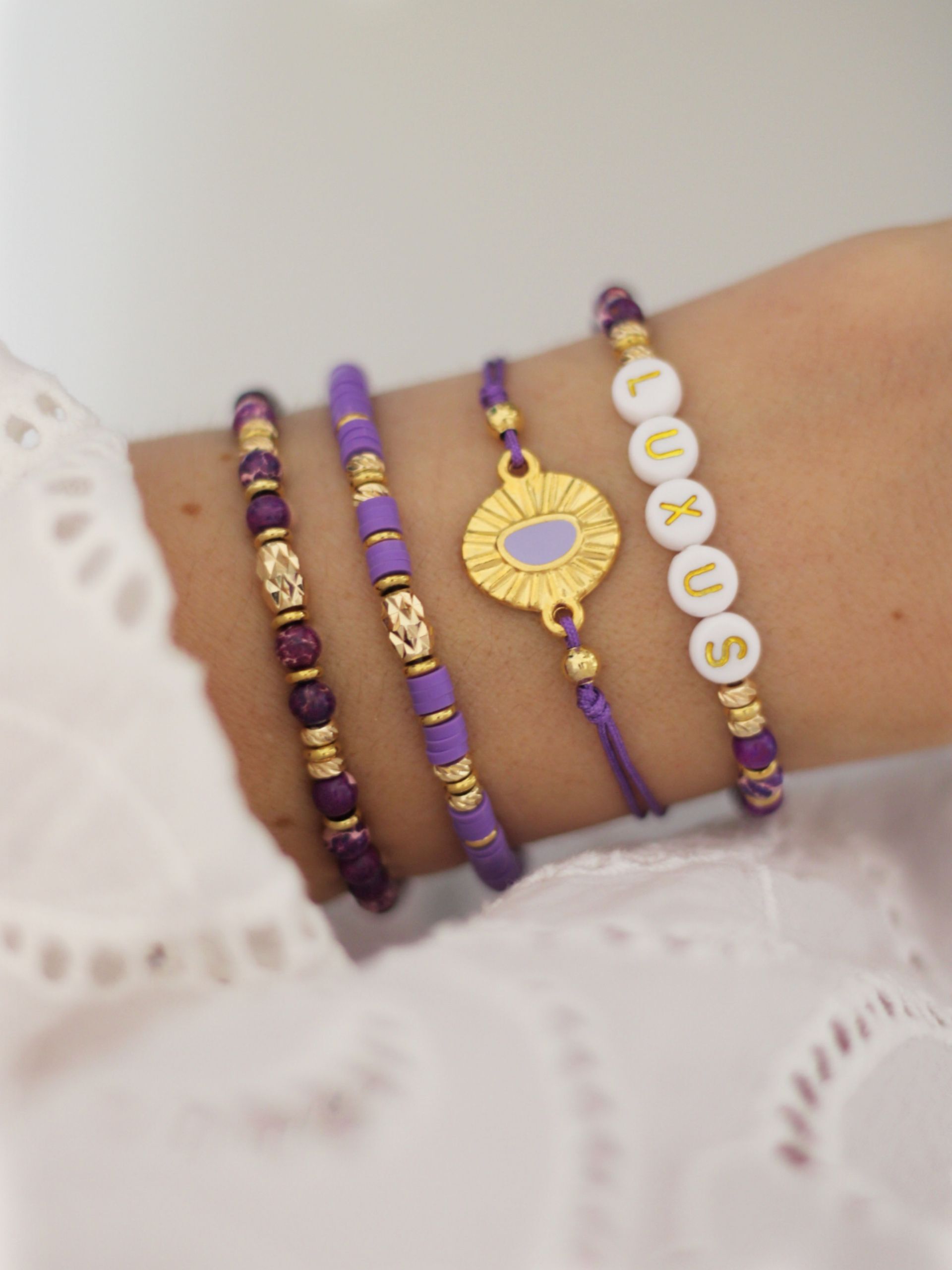 Armband SARA Violett Lila Gold - Bunter Schmuck