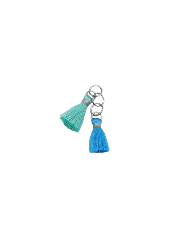 Anhänger QUASTE türkis blau silber - Bunter Schmuck