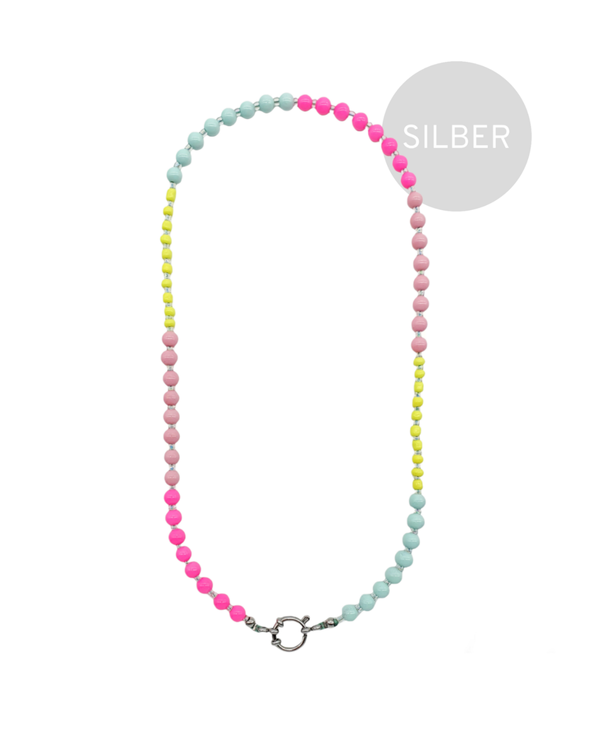 Bunte Halskette JOY 54cm Silber personalisierbar Regenbogen neon bunt - Bunter Schmuck