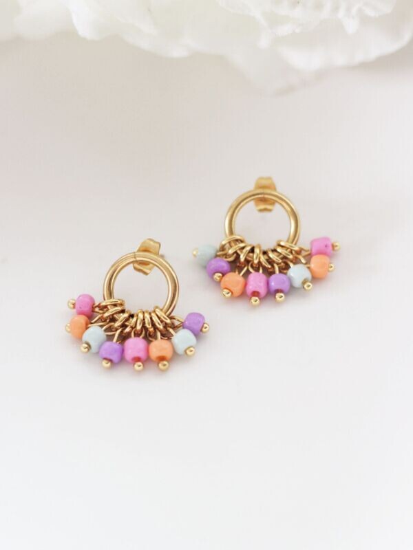 Bunte Ohrringe SOKI Ohrstecker Creole Gold - Bunter Schmuck