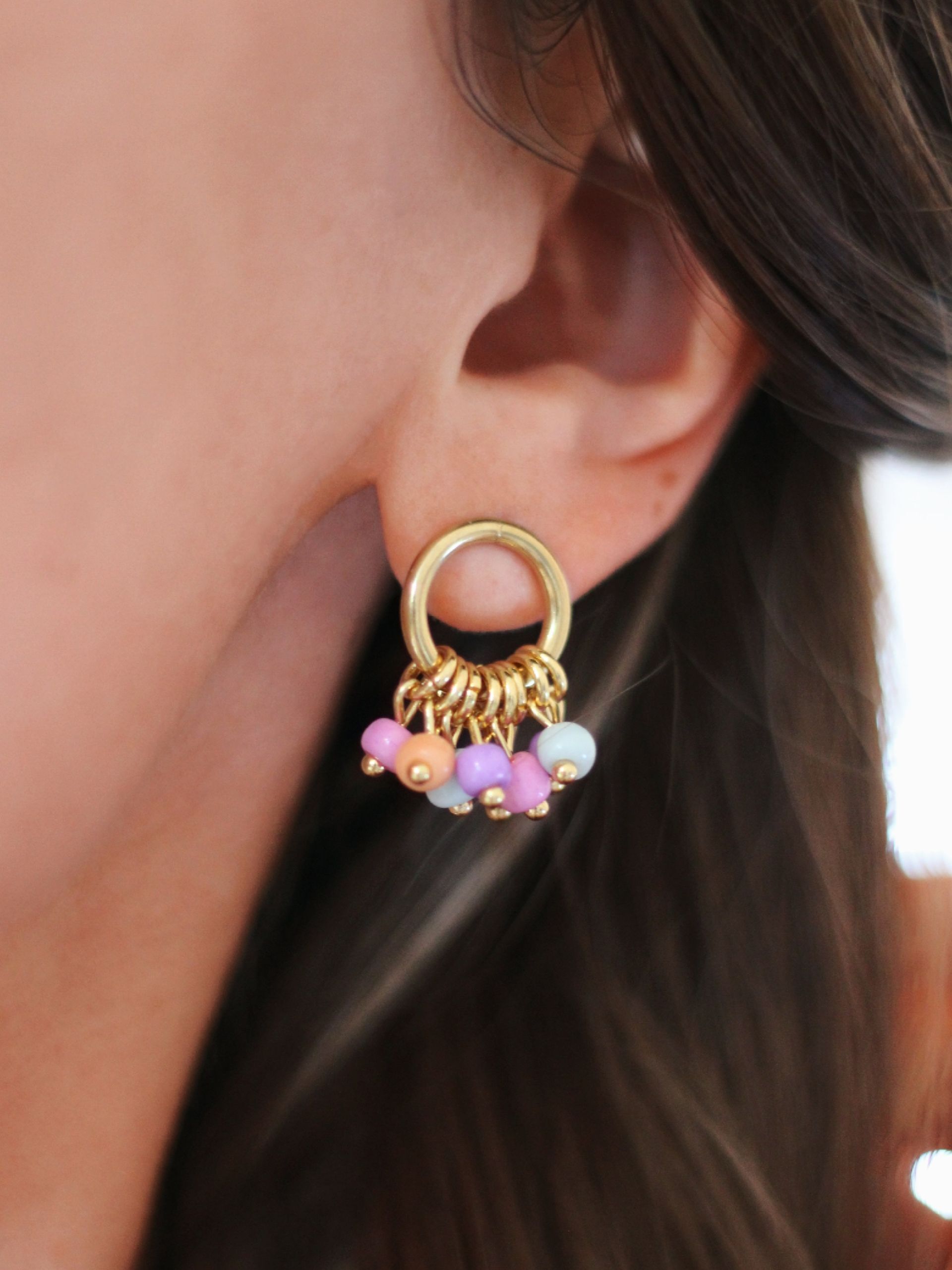 Bunte Ohrringe SOKI Ohrstecker Creole Gold - Bunter Schmuck