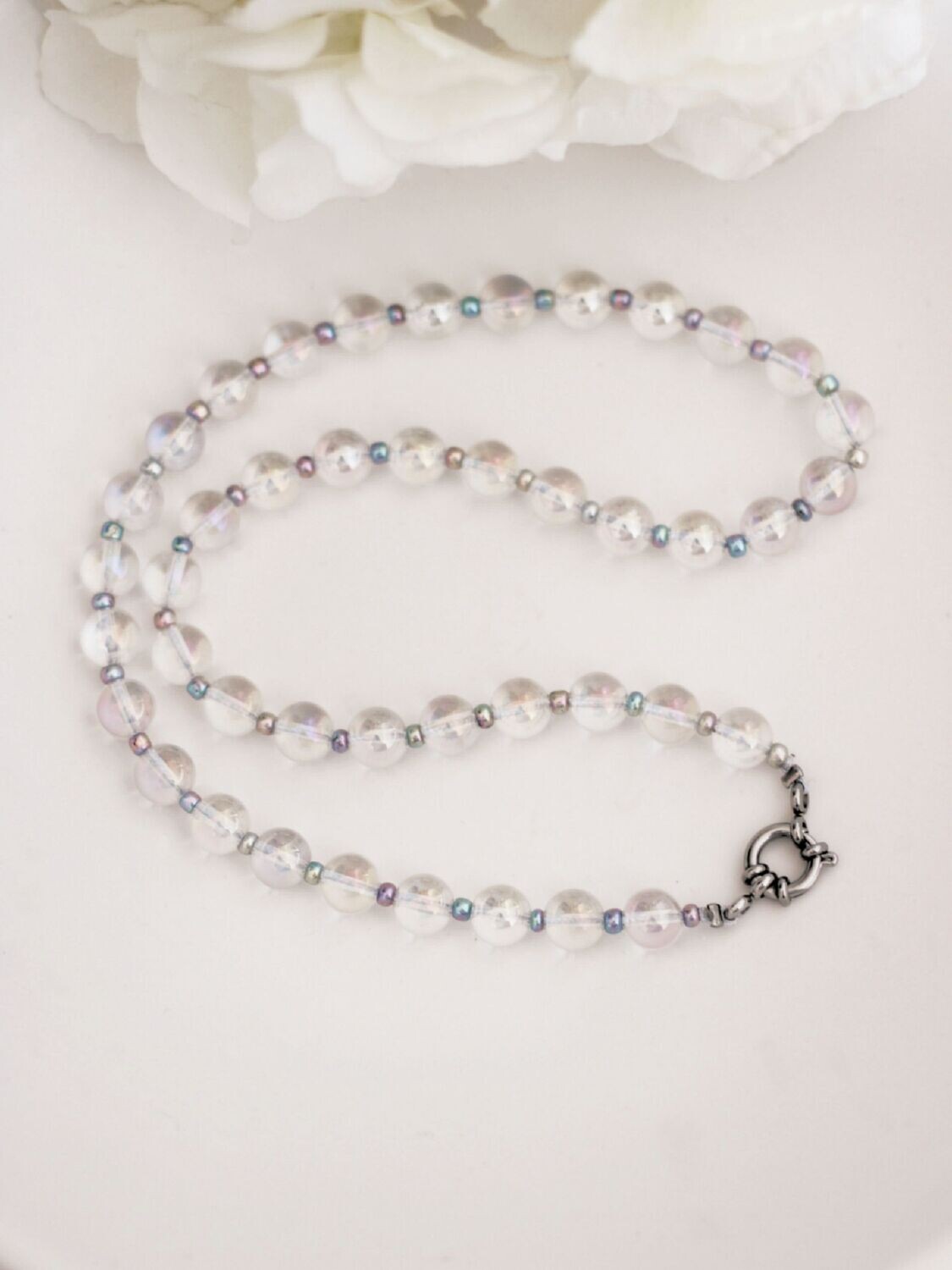 Perlen-Halskette SOLEIL Silber Mix and Match Ibiza Boho - Bunter Schmuck