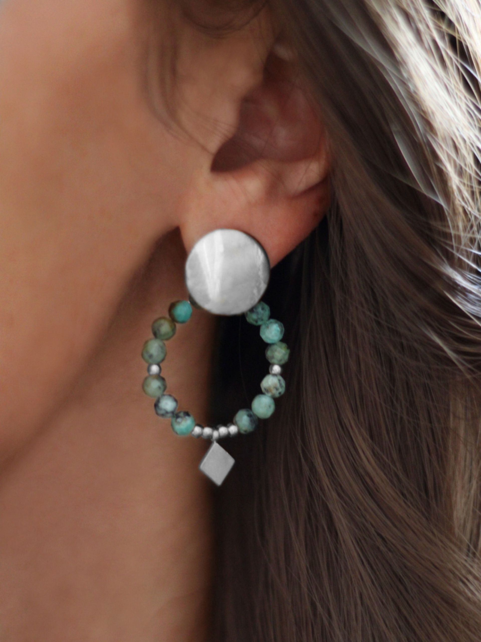 Boho Ohrringe RUTH Afrikanischer Türkis Ohrstecker Silber - Bunter Schmuck