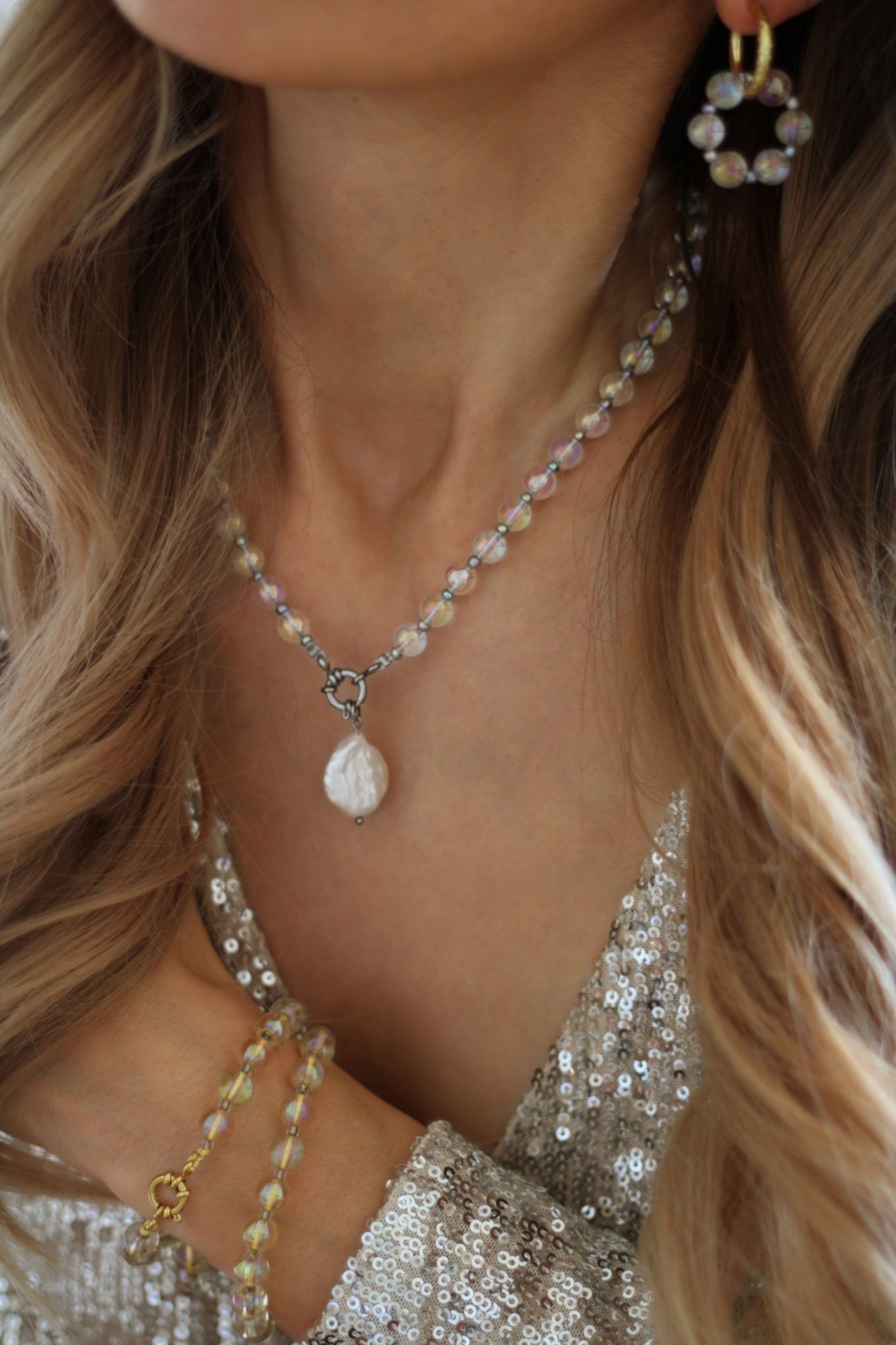 Perlen-Halskette SOLEIL Silber Mix and Match Ibiza Boho - Bunter Schmuck