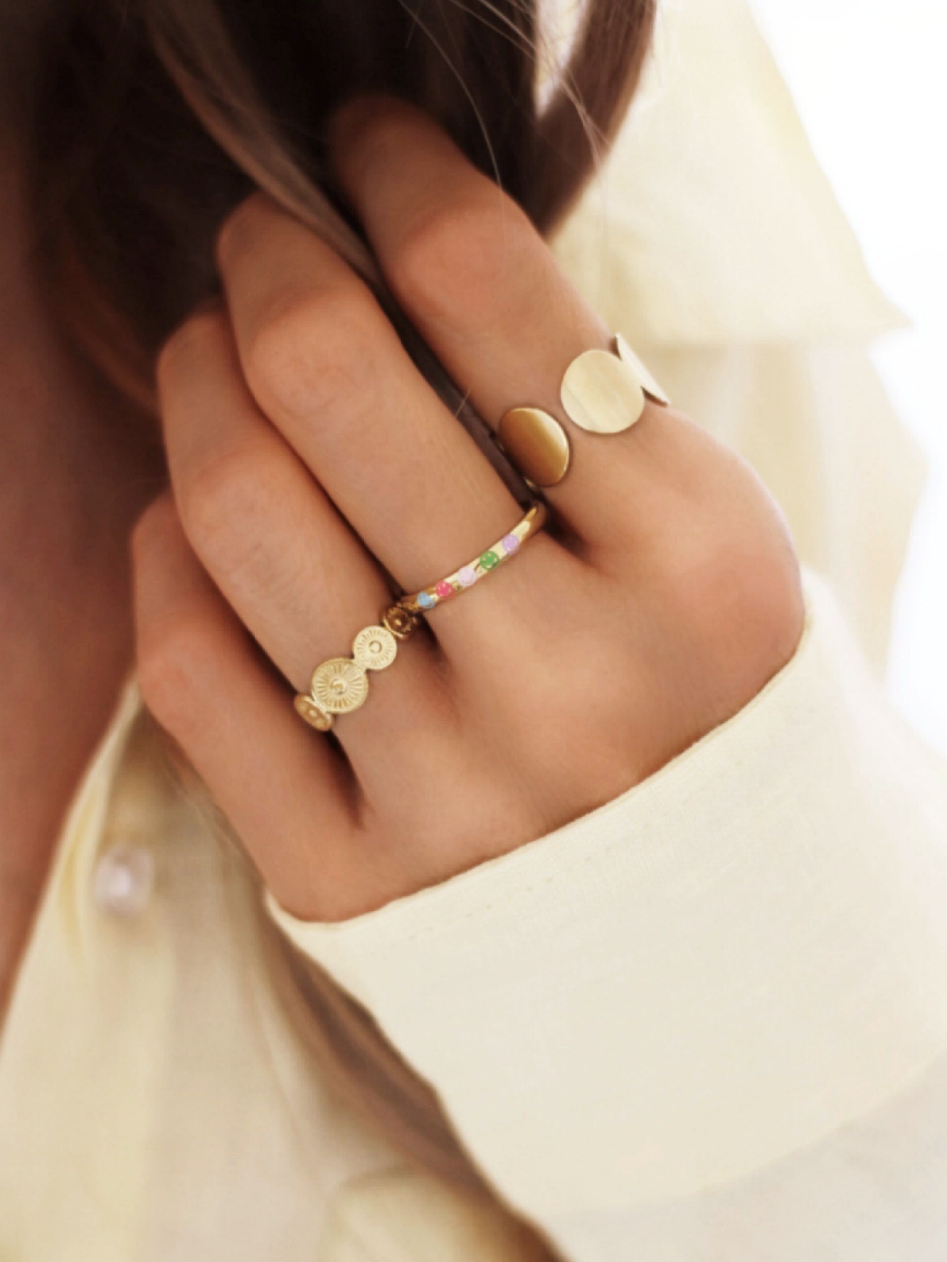 Ring MANA Manschettenring Kreise Edelstahl gold - Bunter Schmuck