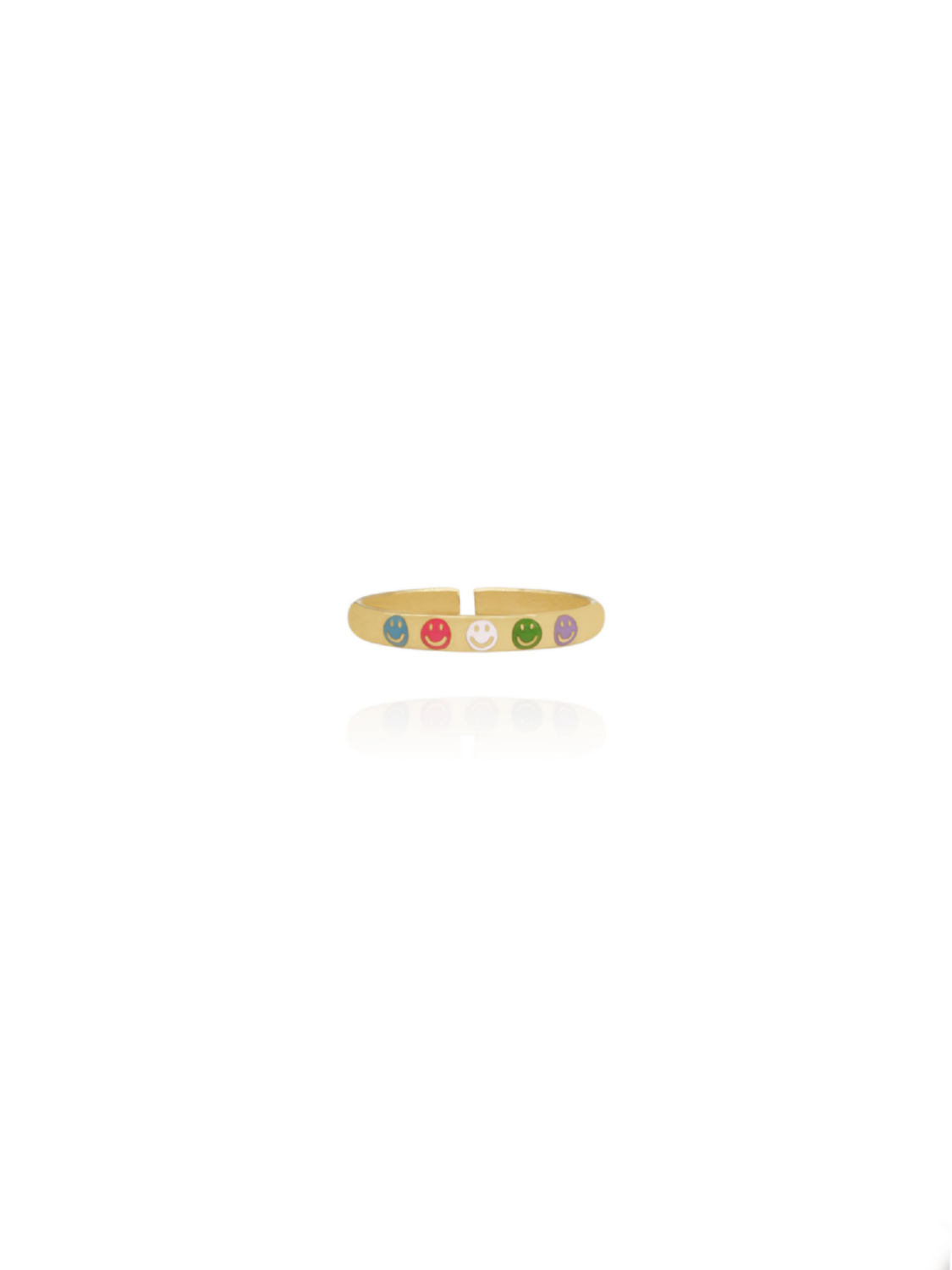 Ring SMILEY bunt Edelstahl gold wasserfest - Bunter Schmuck