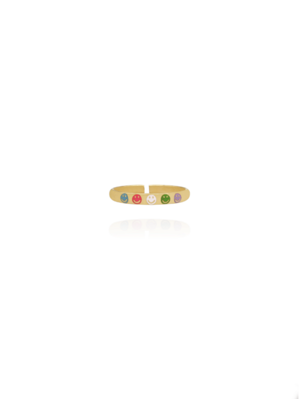 Ring SMILEY bunt Edelstahl gold wasserfest - Bunter Schmuck