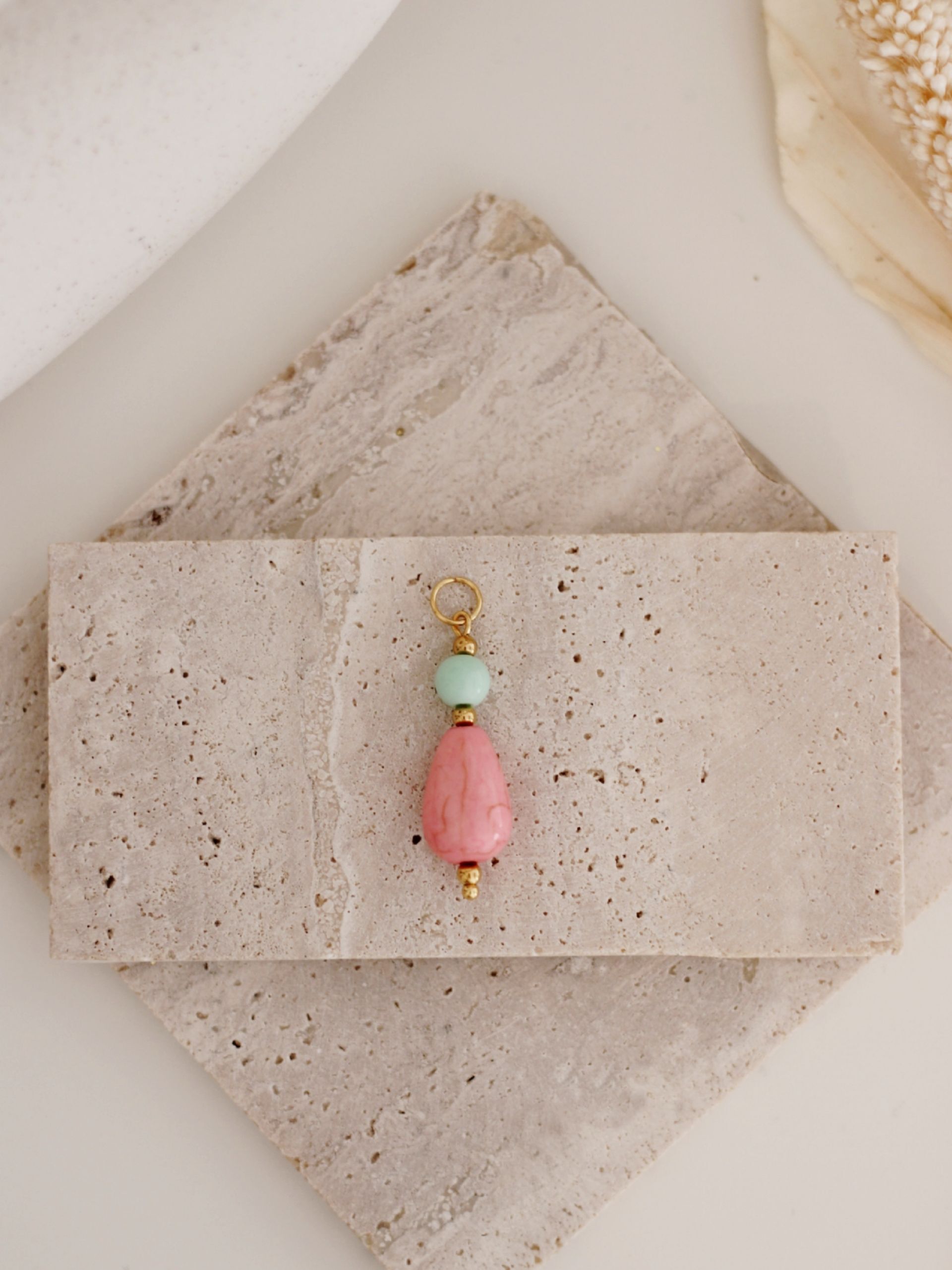 Anhänger YASI Statement Rosa Türkis Gold - Bunter Schmuck