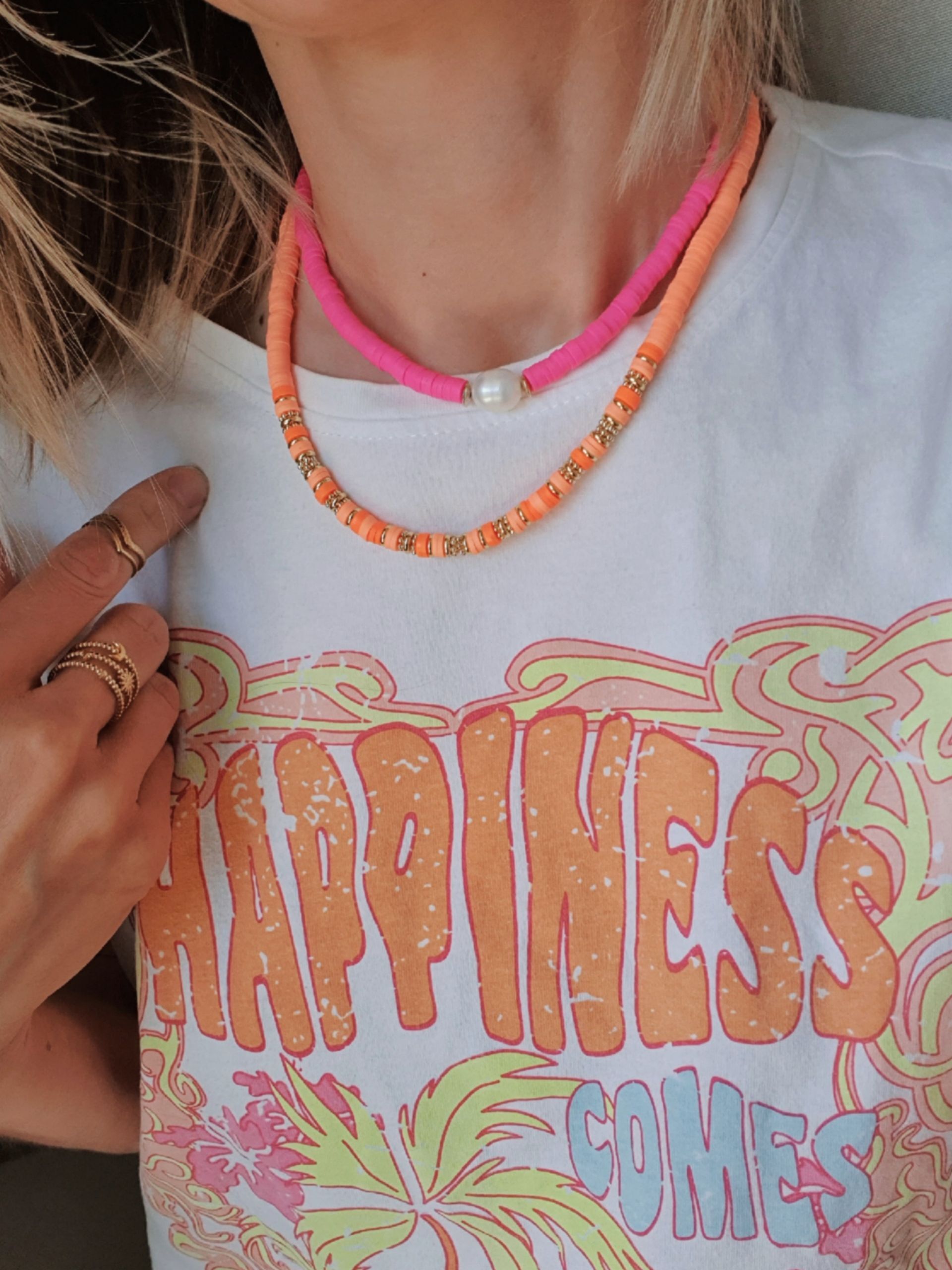 Halskette MAVIE Choker Orange Katsuki Gold - Bunter Schmuck